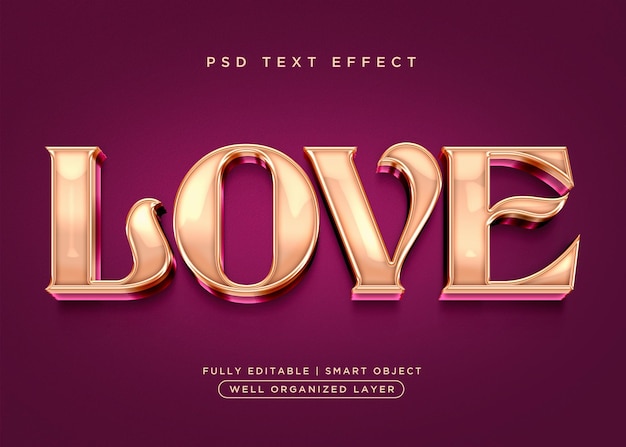 Liebe Texteffekt im 3D-Stil