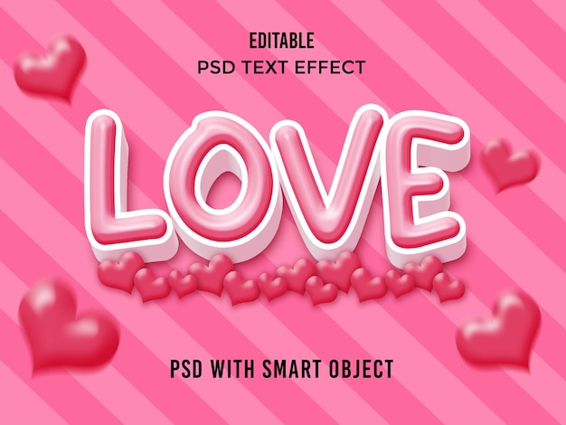 Liebe texteffekt rosa 3d