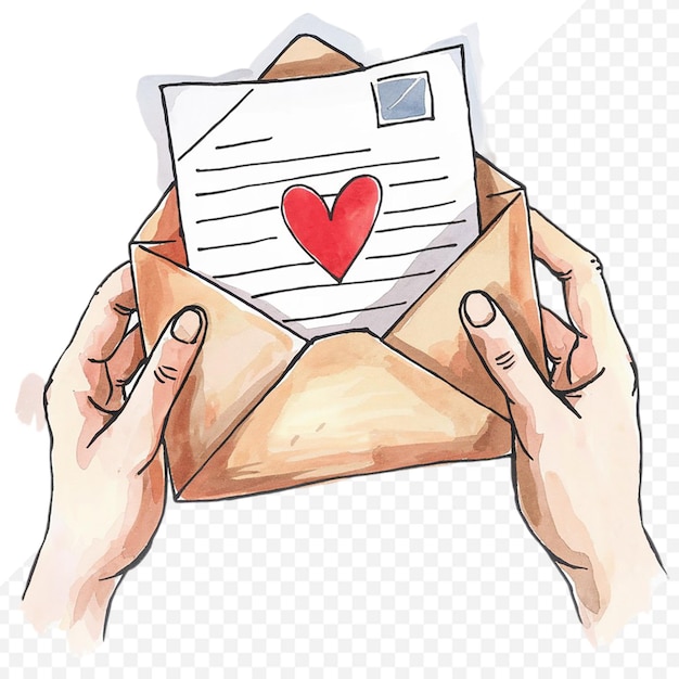 Liebe Umschlag handgezeichneter Aquarell-Clipart