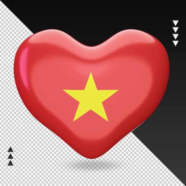 Liebe Vietnam Flagge Herd 3D-Rendering Vorderansicht