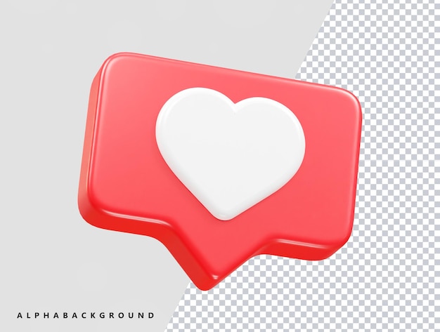 Liebesherz-Symbol 3D-Rendering-Illustrationselement transparent