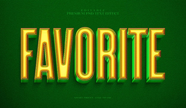 Lieblings-golden-grün vollständig bearbeitbare Premium-PSD 3D-Text-Effekt