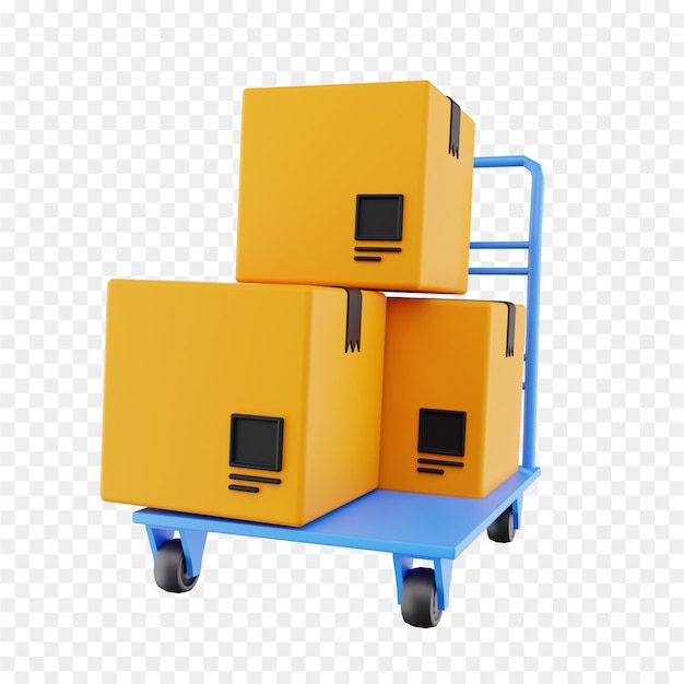 Lieferbox auf Cart 3D-Illustrationen