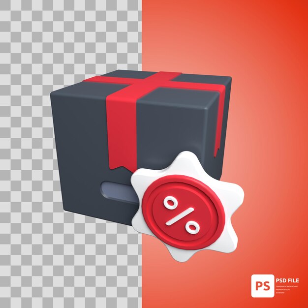 Lieferbox in 3d-illustrationsdesign-assets für black friday e-commerce und andere