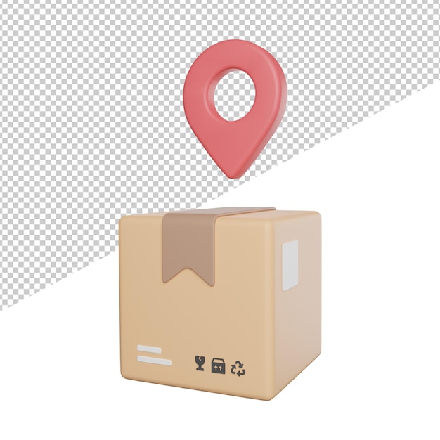 Lieferort Zielseitenansicht 3D-Rendering-Symboldarstellung auf transparentem Hintergrund
