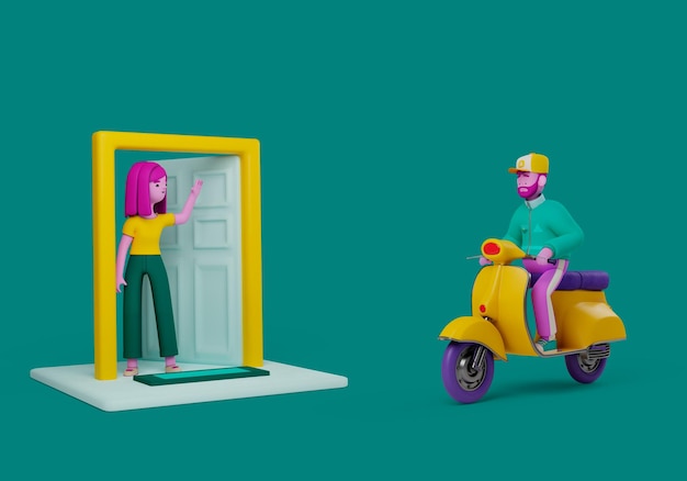 Lieferpersonal fährt Motorräder Psd