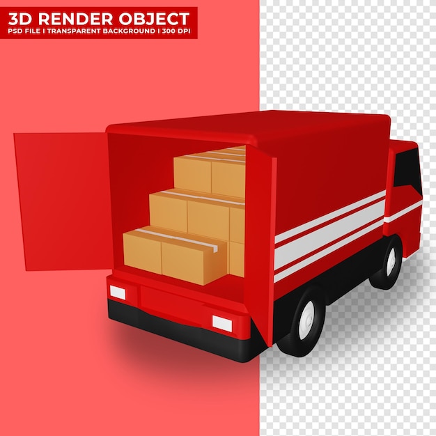 PSD lieferservice auto 3d-cartoon-illustration