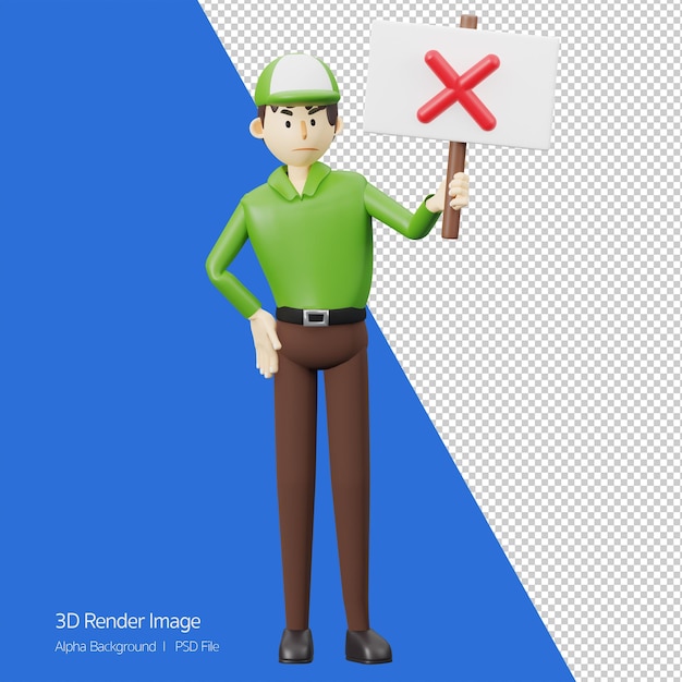 Lieferservice-KonzeptLieferbote mit NO X sign3d-Rendering-Cartoon-Illustration