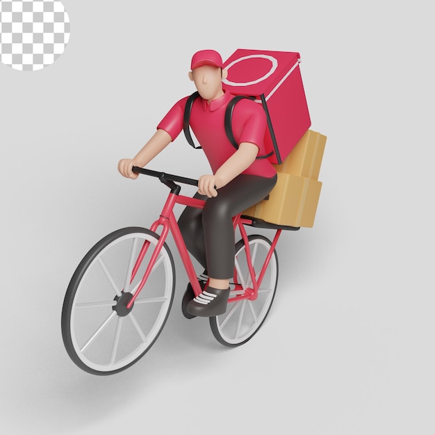 Lieferservice-Mann auf Fahrrad. PSD-Premium