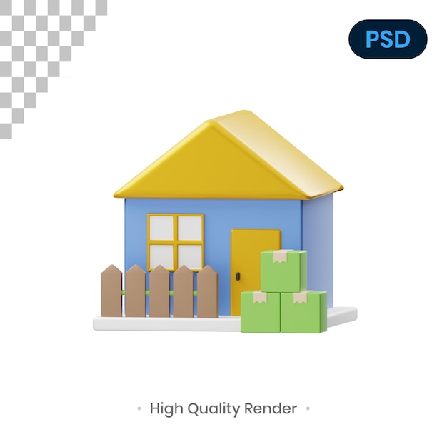 Lieferung nach Hause 3D Render Illustration Premium Psd