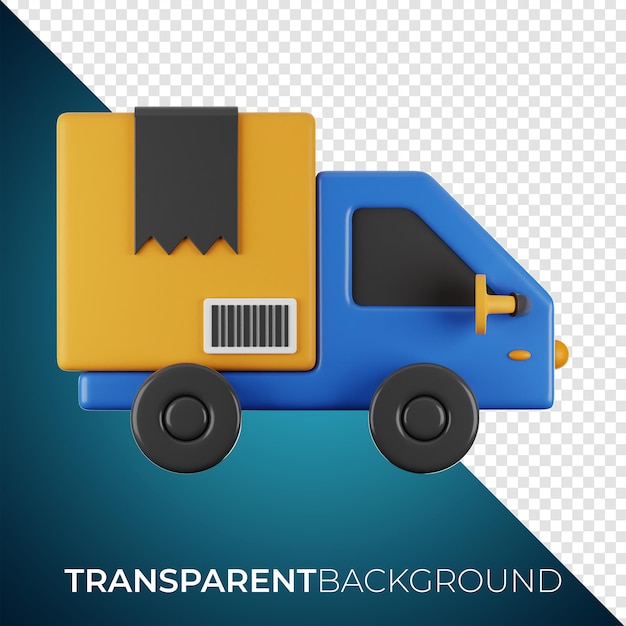 Lieferwagen-Paket-Symbol 3D-Rendering auf isoliertem Hintergrund PNG