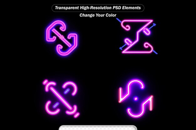 PSD lien cassé icône rouge lumineuse en néon ui ux vecteur de logo de panneau lumineux