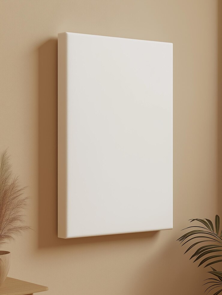 PSD un lienzo en blanco colgado en un archivo editable de maqueta de pared