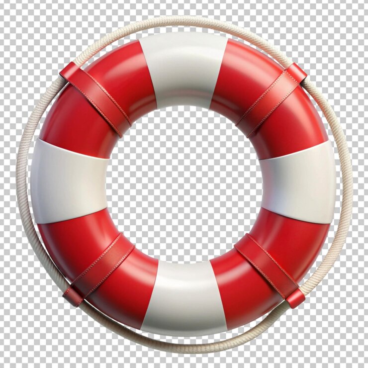 lifebuoy rojo y blanco en renderizado 3D realista con