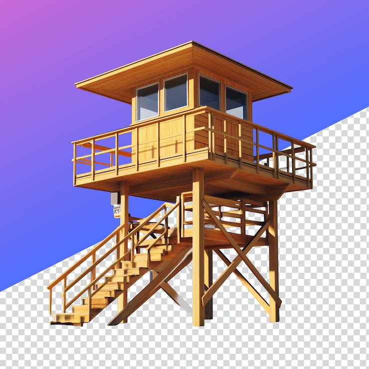 PSD lifeguard tower png para gráficos de seguridad en la playa o la piscina