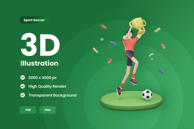 PSD liga de fútbol ganadora de ilustración 3d