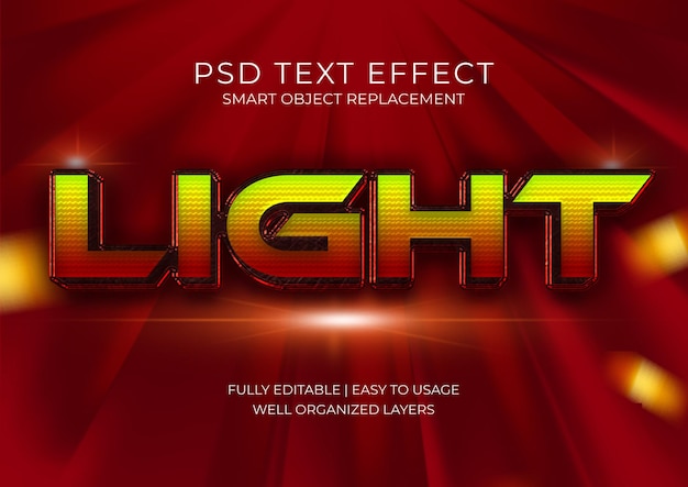 Light 3d Text-Effekt bearbeitbare PSD