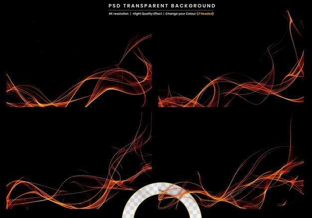 light effect wave curve colorful lines on transparant background