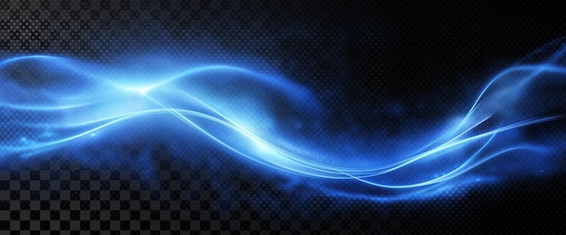 light speed lines with motion blur blue glowing waves and neon glow on transparent background