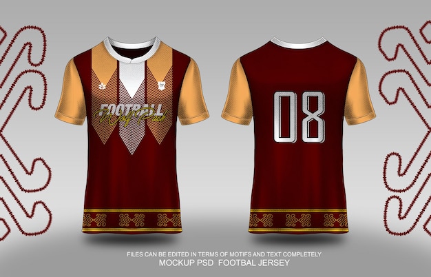 light yellow maroon jersey with sasirangan ornaments and sharp corners