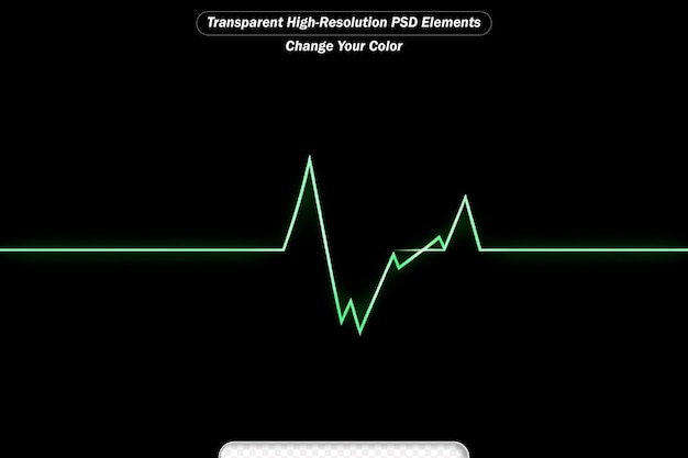 PSD ligne de cardiogramme cardiaque vert néon lumineux