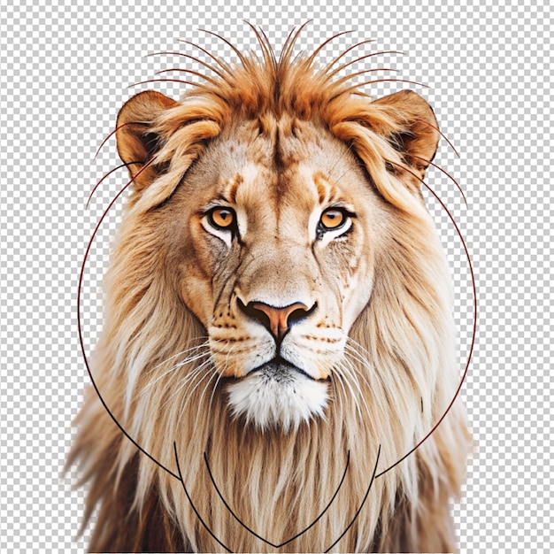 PSD une ligne d'un lion sur un fond transparent