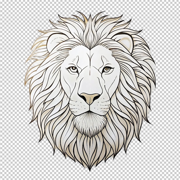 PSD une ligne d'un lion sur un fond transparent