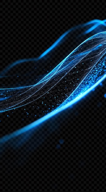 Lignes d'effet de lumière bleue sur fond transparent
