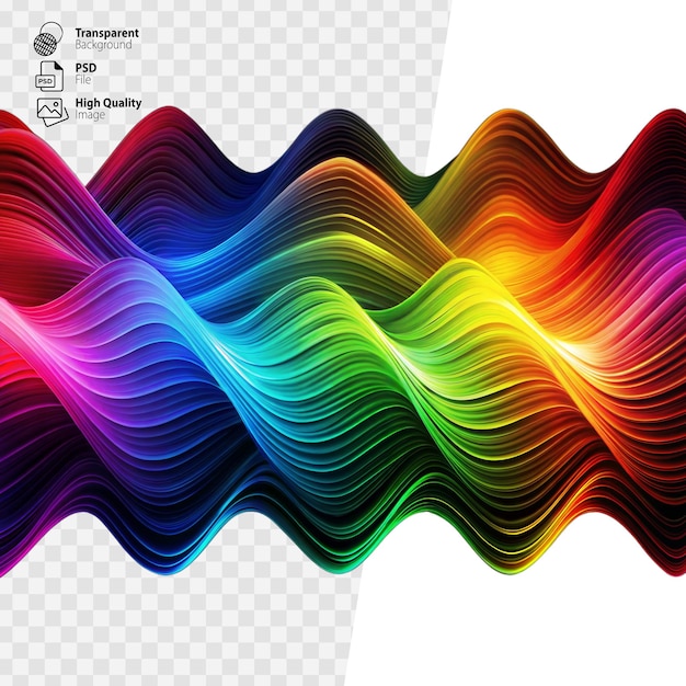 PSD des lignes ondulées abstraites et colorées sur un fond transparent dans des teintes vives