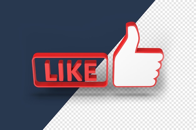 Like und teile 3D-Logo-Rendering