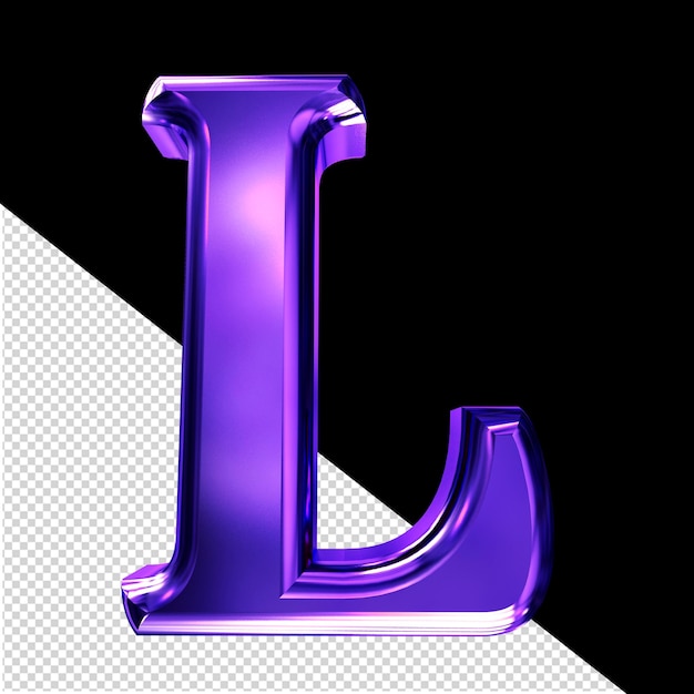 PSD lila 3d-symbol mit schrägem buchstabe l