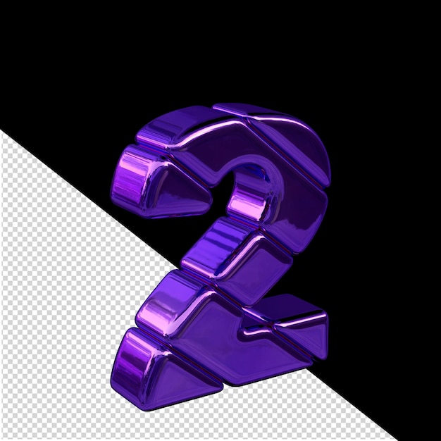 Lila diagonaler Block 3D-Symbolansicht von links Nummer 2