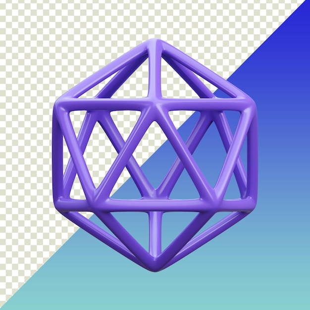 Lila geometrische 3D-Rendering isoliert auf durchsichtigem Hintergrund