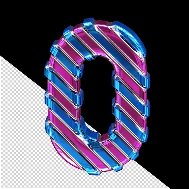 Lila Symbol mit blauen Diagonalbändern Nummer 0