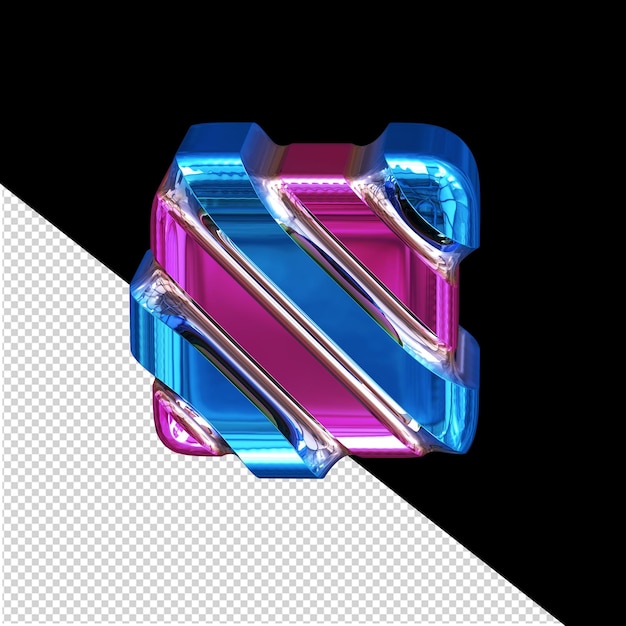 Lila Symbol mit blauen Diagonalbändern