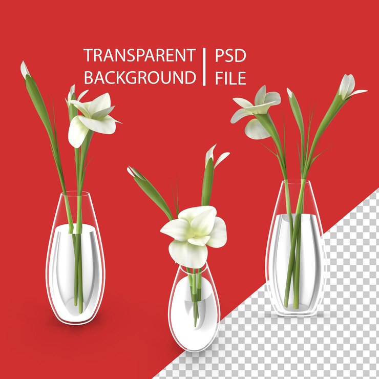 PSD lilly flowers in vase png