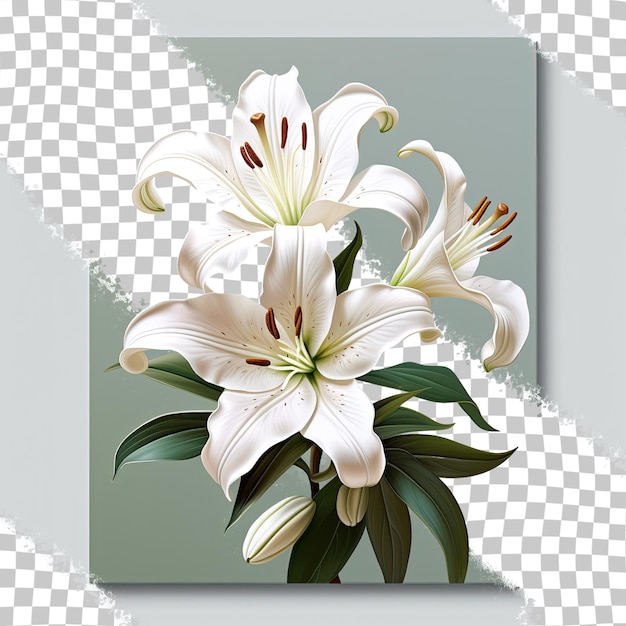 PSD lily isolé avec une fleur blanche sur un fond transparent