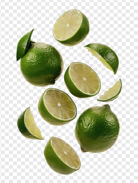 Limes e limes são exibidos em um fundo branco