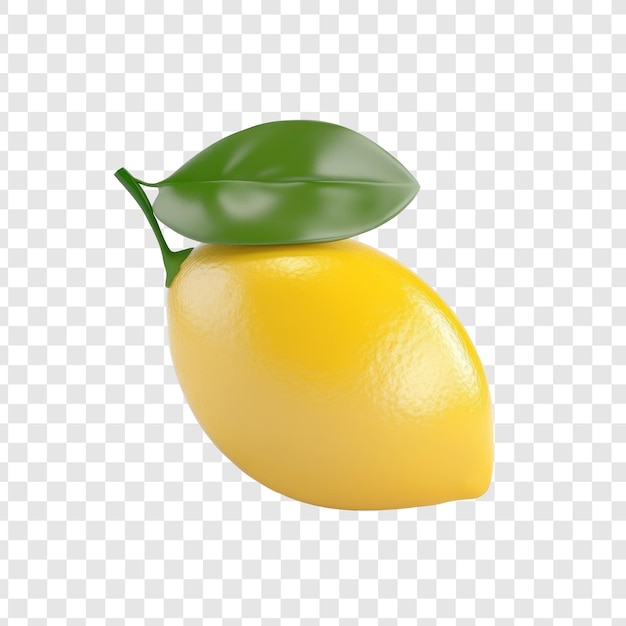 Limón con icono de dibujo animado 3D aislado minimalista en fondo transparente