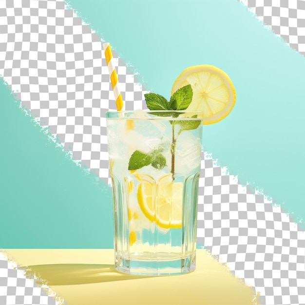 Limonade Servie Avec De La Paille Sur Un Fond Transparent En Verre