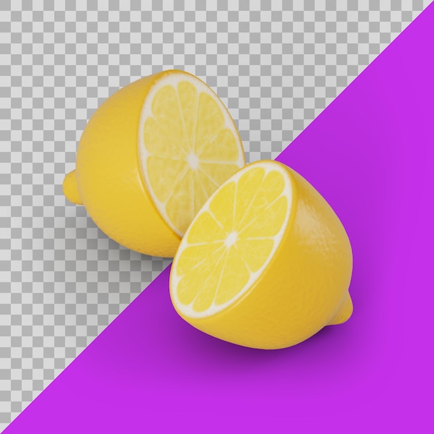Limone affettato stilizzato 3D