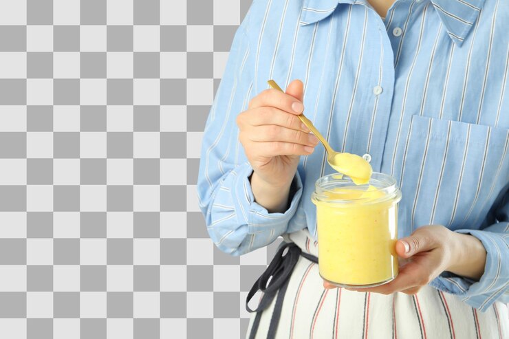 PSD limone con crema in un barattolo di vetro trasparente isolato su uno sfondo bianco