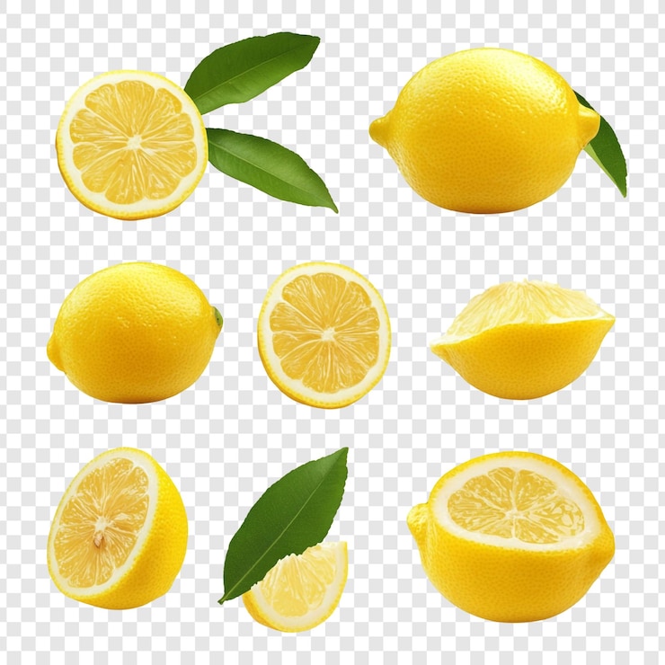 PSD limones frescos y hojas verdes