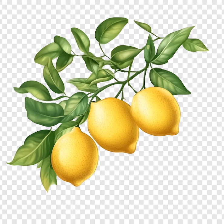 PSD limones frescos en la ilustración de la rama
