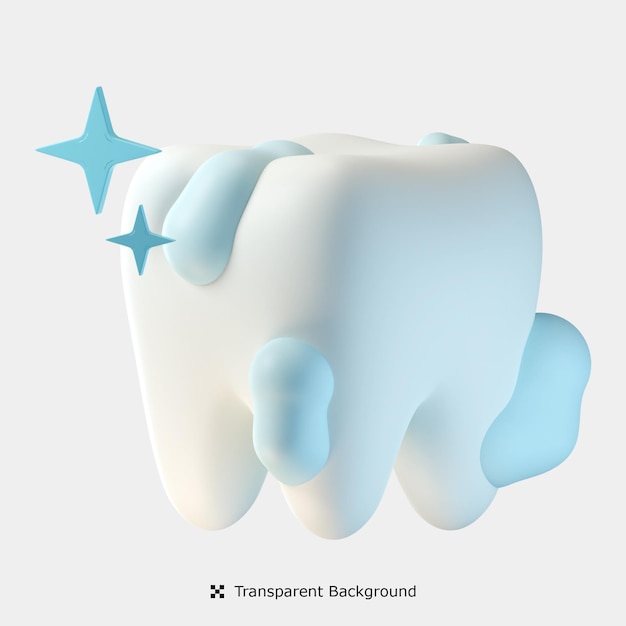 PSD limpe a ilustração do ícone 3d do dente