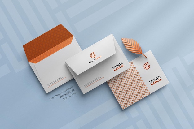 Limpe a maquete do envelope corporativo mínimo no criador de cena personalizado de tamanho c6