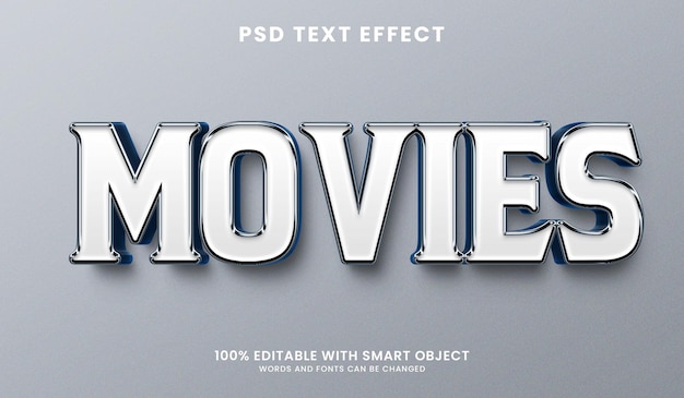 Limpe o efeito de texto psd de filmes mínimos