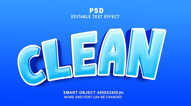 Limpie el efecto de texto psd editable en 3d con un lindo fondo