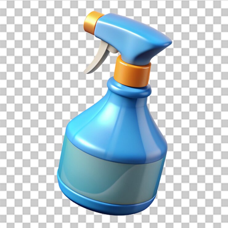 PSD limpio de vidrio 3d aislado sobre fondo blanco botella de spray de plástico con líquido de limpieza se puede usar para muchos propósitos vector moderno y de moda en estilo 3d