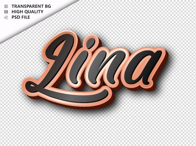 PSD lina tipografía texto bronce negro psd transparente